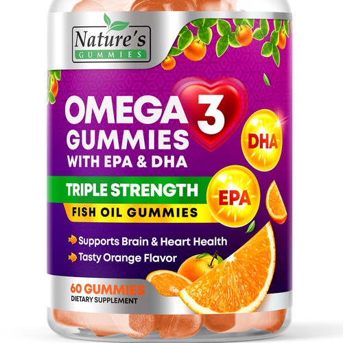 Tasty Omega 3 Fish Oil Gummies Design needed for Nature's Gummies Design réalisé par rembrandtjurin