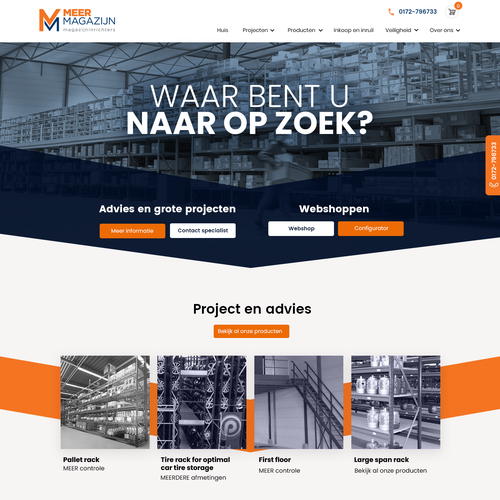 Creative website templates for a leading pallet racks company_ Meermagazijn Design by Technology Wisdom