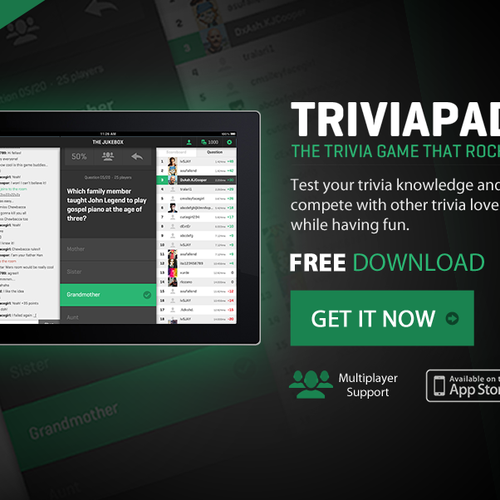 Create a banner ad for the Triviapad iPad app Design by Strxyzll