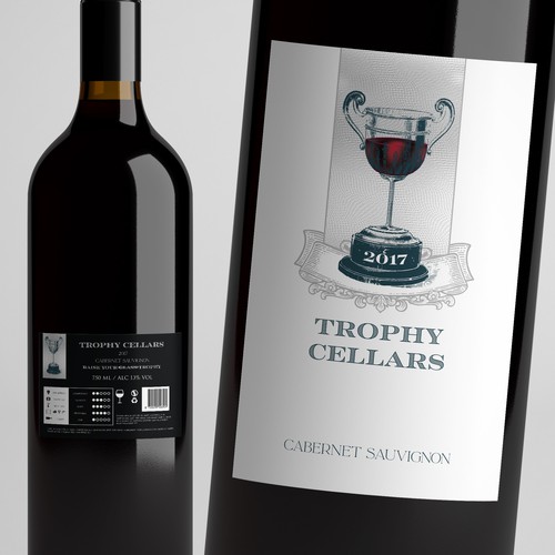 ***Bring the vision to LIFE *** TROPHY Wines - CATCHY MODERN WINE LABEL - have a look at attached guide files! Design by Windmill Designer™