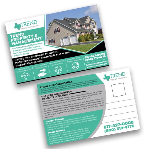 Catchy postcard designs that appeal to investment property owners -refer to our website for content Réalisé par Frank Shaw