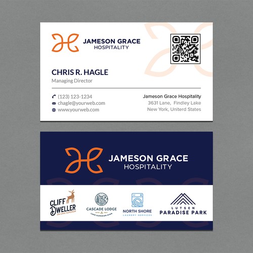 Create a modern and clean business card for a parent company with 4 subsidiaries Design by CurveSky™ ☑️