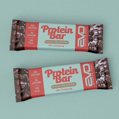 Modern, creative packaging design for a delicious + unique protein bar Design by Han van Oss