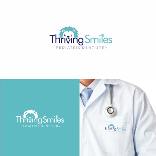 Looking for a modern, edgy, colorful pediatric dental logo that incorporates a lion. Professional yet fun. Does this exi Design by goreta