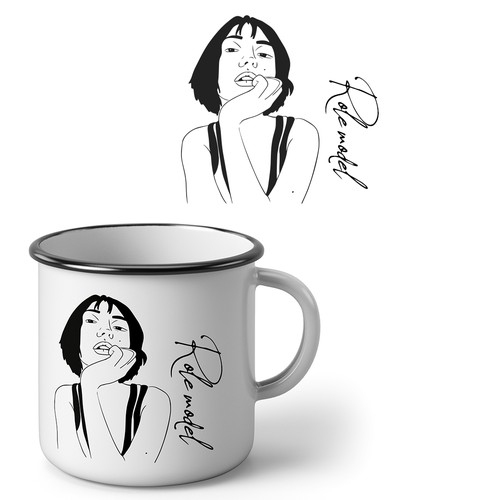 Quirky enamel mug illustration for concept stores - female empowerment Design by Beellustration