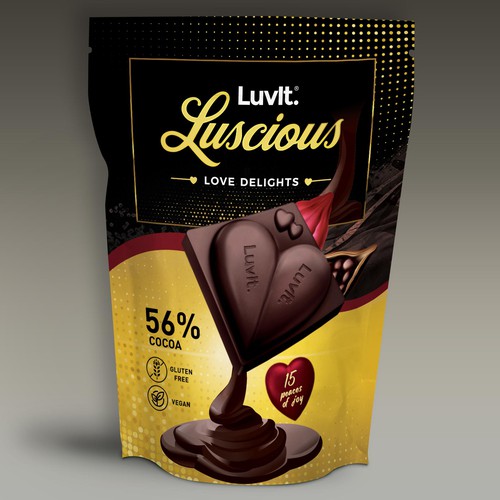 Design a standout label for a Premium Chocolate Homepack Réalisé par Bili