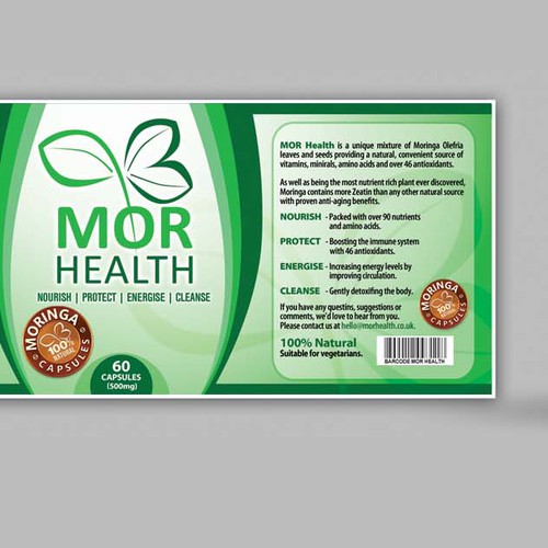 Label for health capsule tub