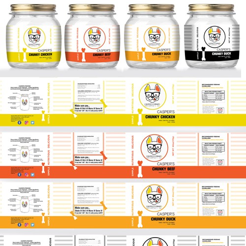 !!!! DESIGN A MINIMAL, MODERN, & CHIC DOG FOOD LABEL !!!! (Casper's Chunky Chicken) Design by vesmil