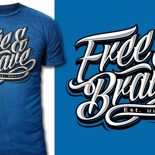 Trendy t-shirt design needed for Free & Brave Design by ＨＡＲＤＥＲＳ