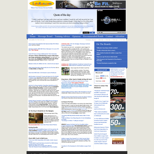 LetsRun.com Homepage Re-Design/Cleanup Diseño de pscola
