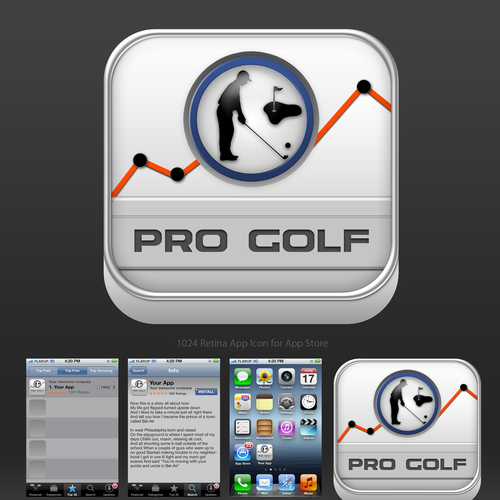  iOS application icon for pro golf stats app Design by mbah NGADIRAN