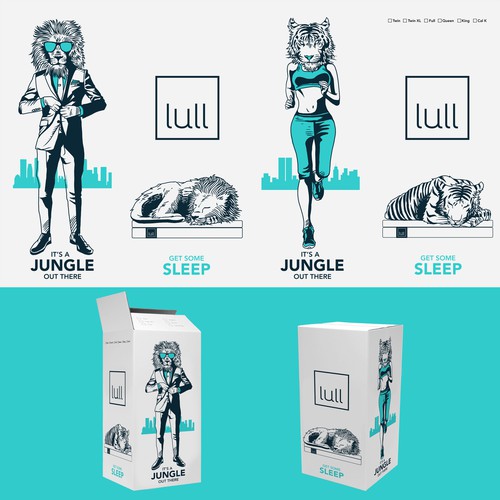 Illustrate an Awesome Urban Jungle onto Our Lull Mattress Box! Design by ANDREAS STUDIO