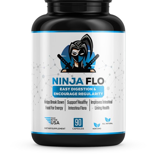 We need a cool supplement label for our supplement NINJAFLO Design by Designer_John