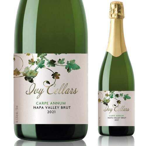 Ivy Cellars sparkling wine label Design by michelange