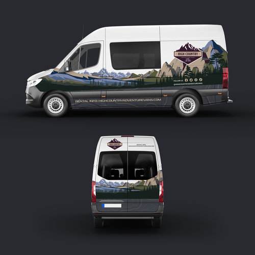 Nature inspired Sprinter Van Wrap design for High Country Adventure Vans Design by Rumon79