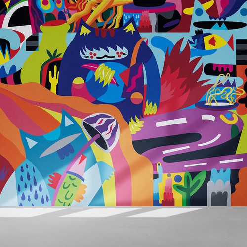 Creative Chaos colorful street art design Diseño de Kausab Strakin