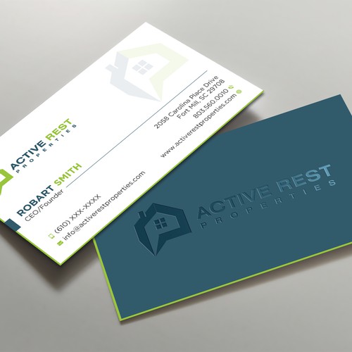 Modern Business Cards for Active Rest Properties Design by Brandmaker artist