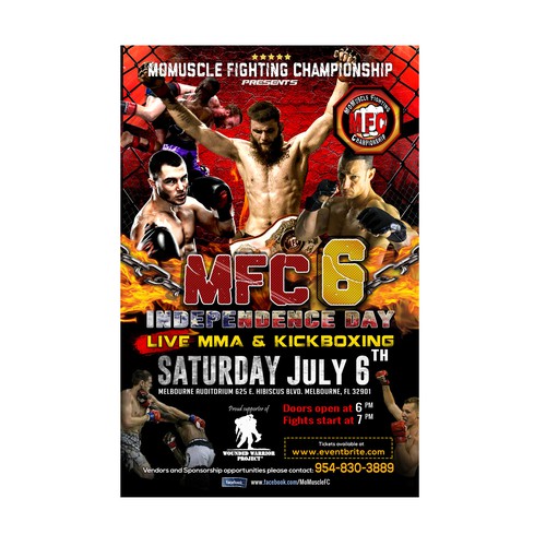 Official Flyer/Branding Design for Amateur MMA Fight Night MFC6!!! Design by NelleDJ