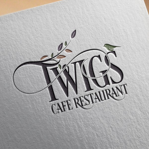 Design by khaledak titled "A creative logo design for Twigs Cafe Restaurant"
