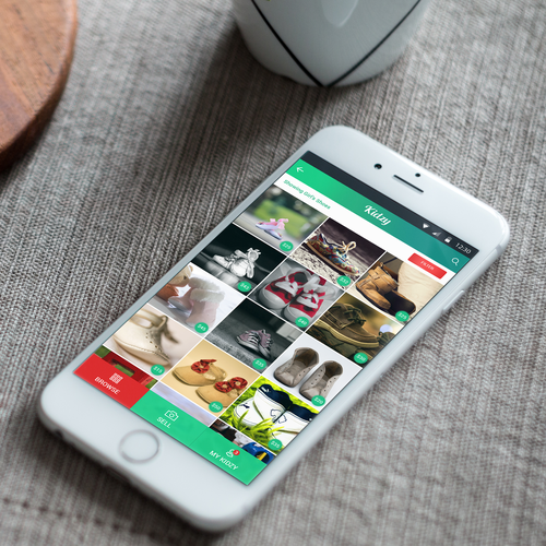 Mobile App Kidzy 2 simple screens + Logo. Design by Makak._.Studios