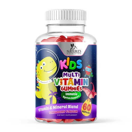 Tasty Kids Multivitamin Gummies Product Label for Nature's Nutrition Design by Designer_John