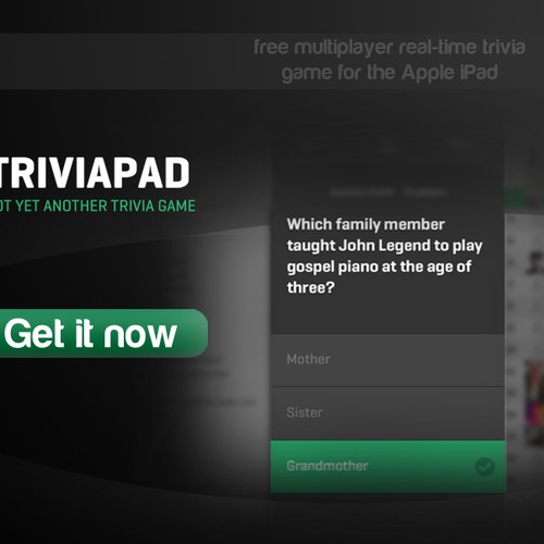 Create a banner ad for the Triviapad iPad app Design by Stefanjovic.design