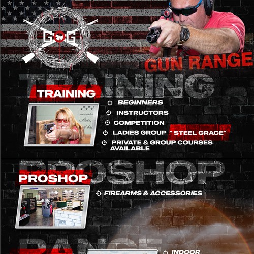 Full page AD for an ANNUAL MAGAZINE for a GUN RANGE! Design réalisé par Kosmos Creatives