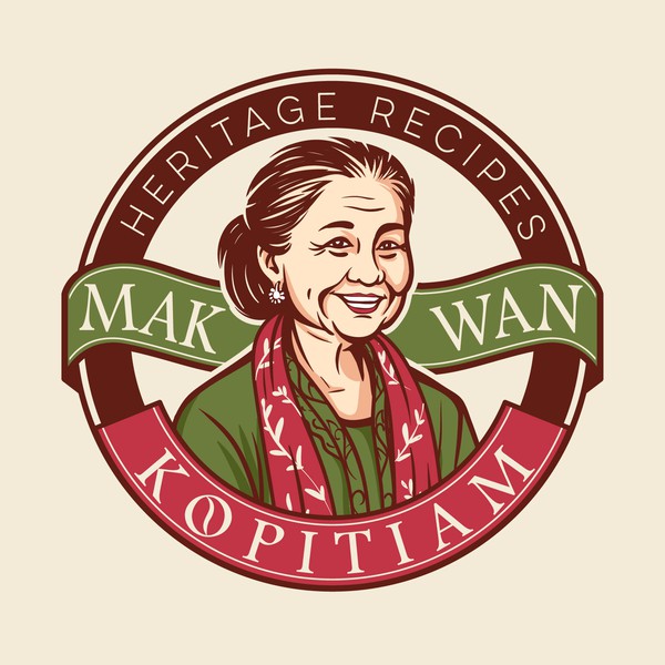 Heritage-Inspired Logo with Elderly Lady Icon for Mak Wan Kopitiam