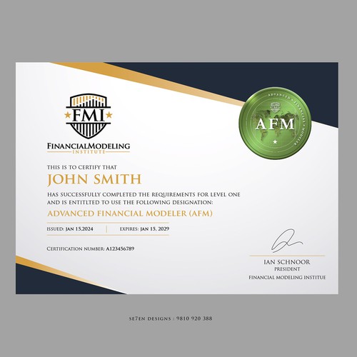 Looking for Custom Professional Certificate Design Design by se7en designs