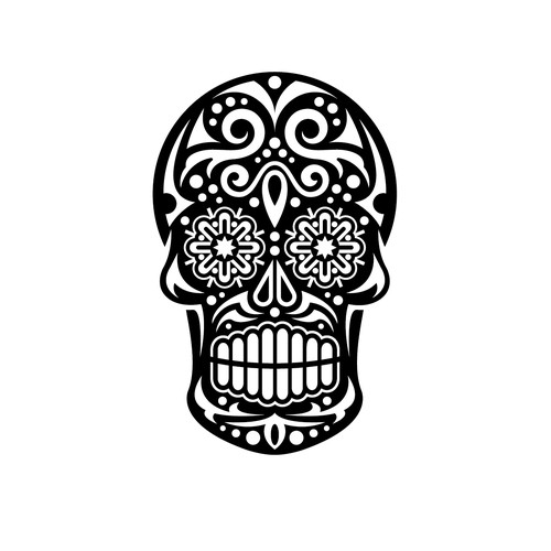 Design a rad Day of the Dead skull to be engraved on metal wallets Design von gcsgcs