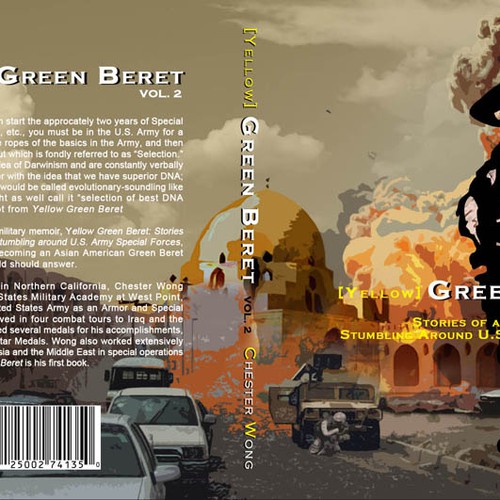 book cover graphic art design for Yellow Green Beret, Volume II デザイン by hellopogoe