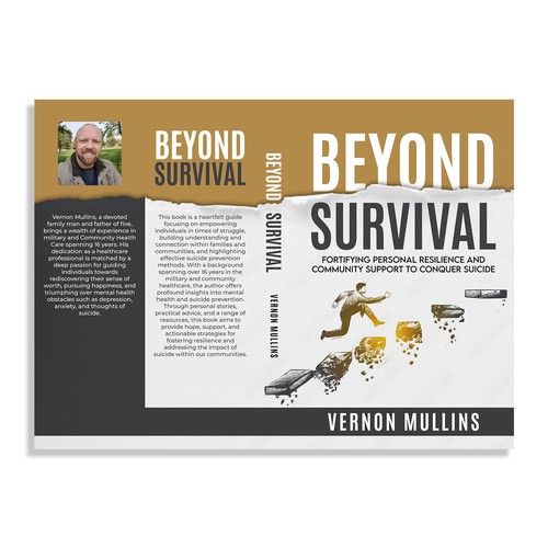 Create a powerful book cover representing resilience & survival in the context of suicide prevention Design by Evocative ✘