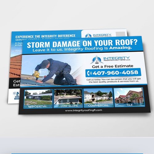 Roofing Company Storm Damage Flyer Réalisé par Distinguish♐︎