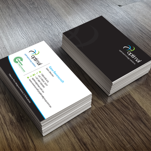 Create new business cards for Optimal Group Design by designsbyHisgrace