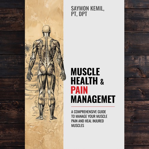 Book cover with a drawing images of the human anatomy combining muscles and bone structure. Design by designers.dairy™