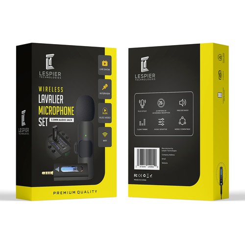 Need modern & catchy packaging design for wireless microphone set Design by Shreya007⭐