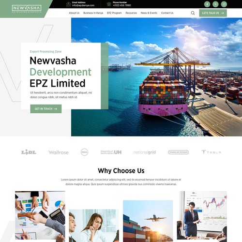 We need a web design for an Export Processing Zone in Kenya Design by Irshad 786