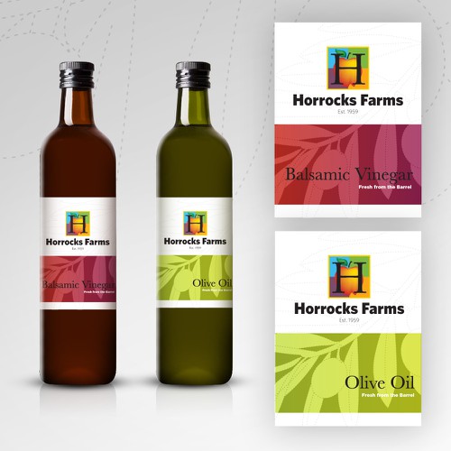 Olive Oil & Balsamic Vinegar label for Horrocks Farm Market Design by JBW_DESIGN