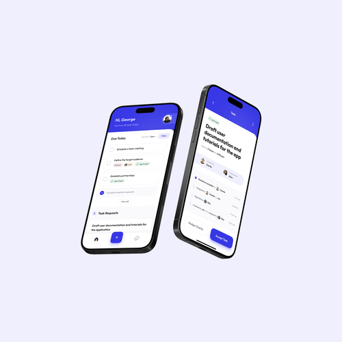 Clean and Intuitive Mobile app design for a collaborative task management app Design by George Will
