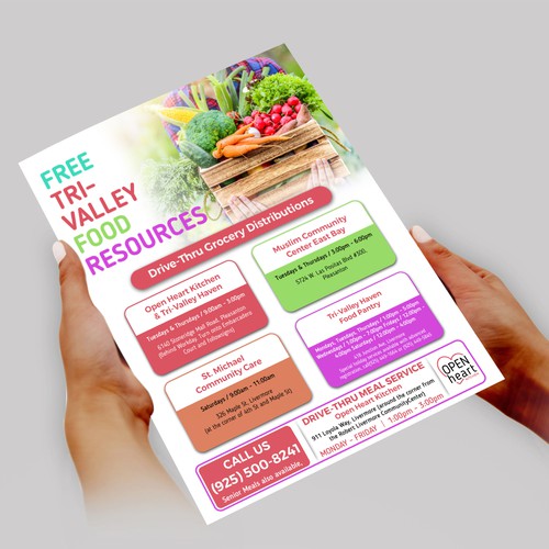 Flyer listing free food resources for the community Réalisé par CREATIVE ARTIFLEX