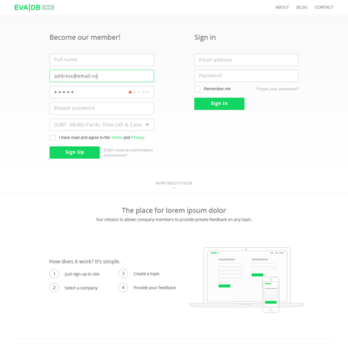 Landing sign in/sign up page Design por alexey_p