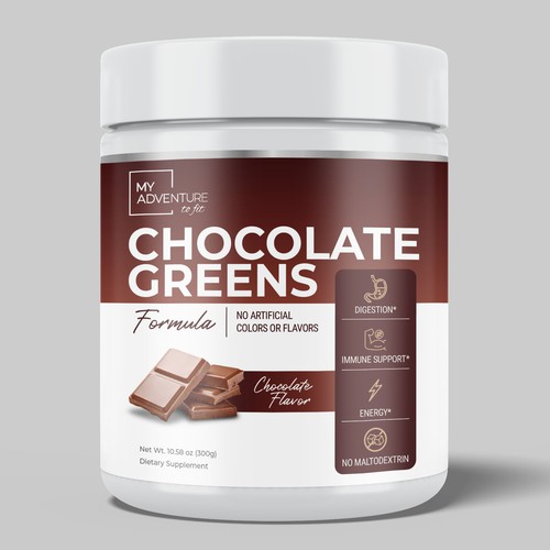 Chocolate Greens Superfood label design Design by Bee Man