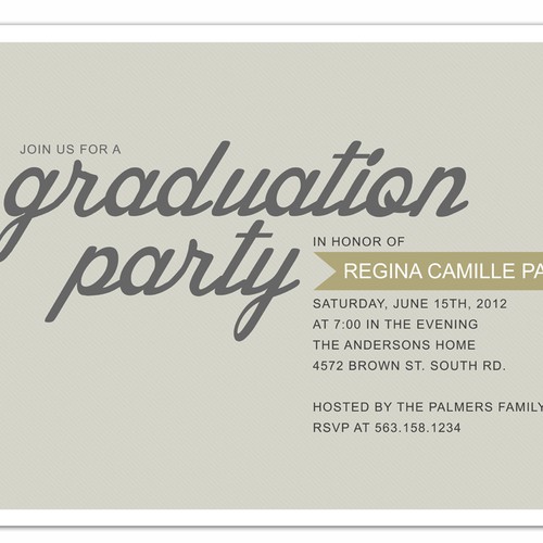 Picaboo 5" x 7" Flat Graduation Party Invitations (will award up to 15 designs!) デザイン by simeonmarco