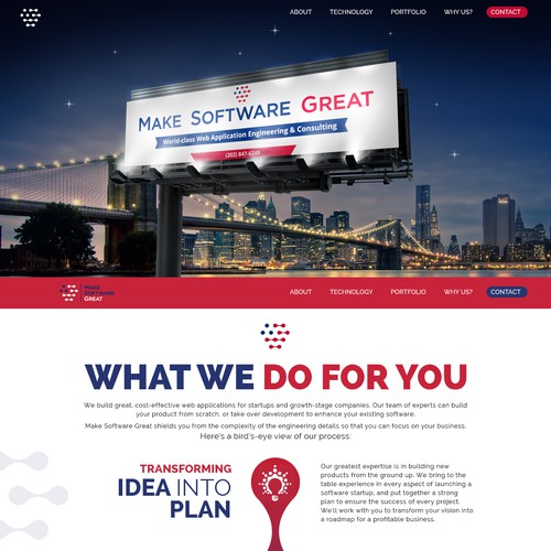 Single-page design (Photoshop) for software development company Design by KashiArts
