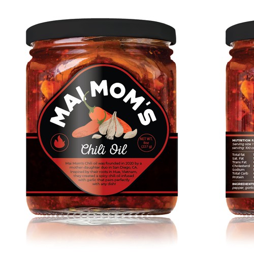 Eye catching packaging label for spicy chili oil jar Design by migoibonmat