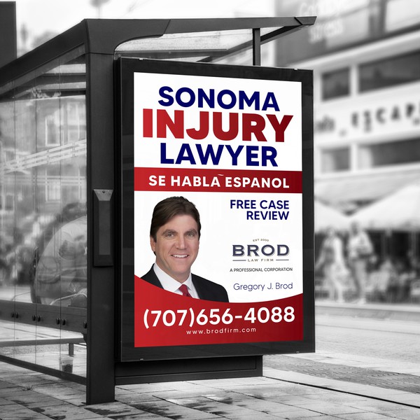 Design by colourstreakmedia titled "Bus Shelter Ad for Injury Law Firm"