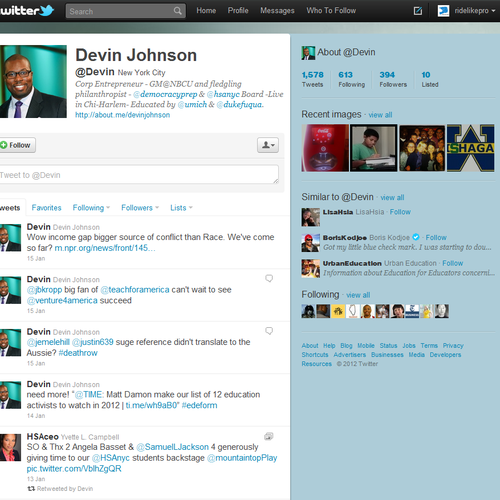 DJohnson needs a new twitter background Design by oneo