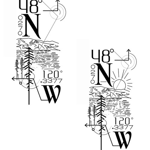 Longitude & Latitude Tattoo Design Contest Design by ellingtonart