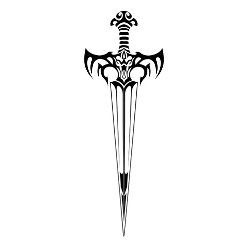 Back sword tatto, represents power, warrior's sword, with a dragon face on the circle of the swords handle Design by RadeM
