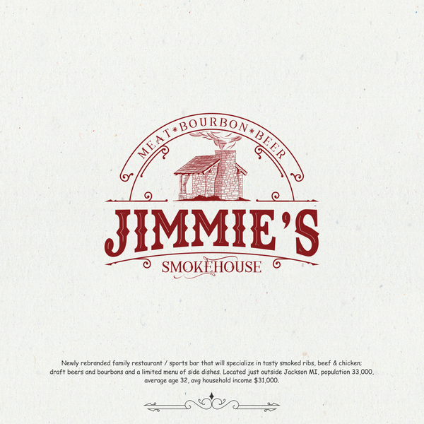 Design by KDX® titled "Jimmy's Smokehouse seeks classic, whimsical logo"